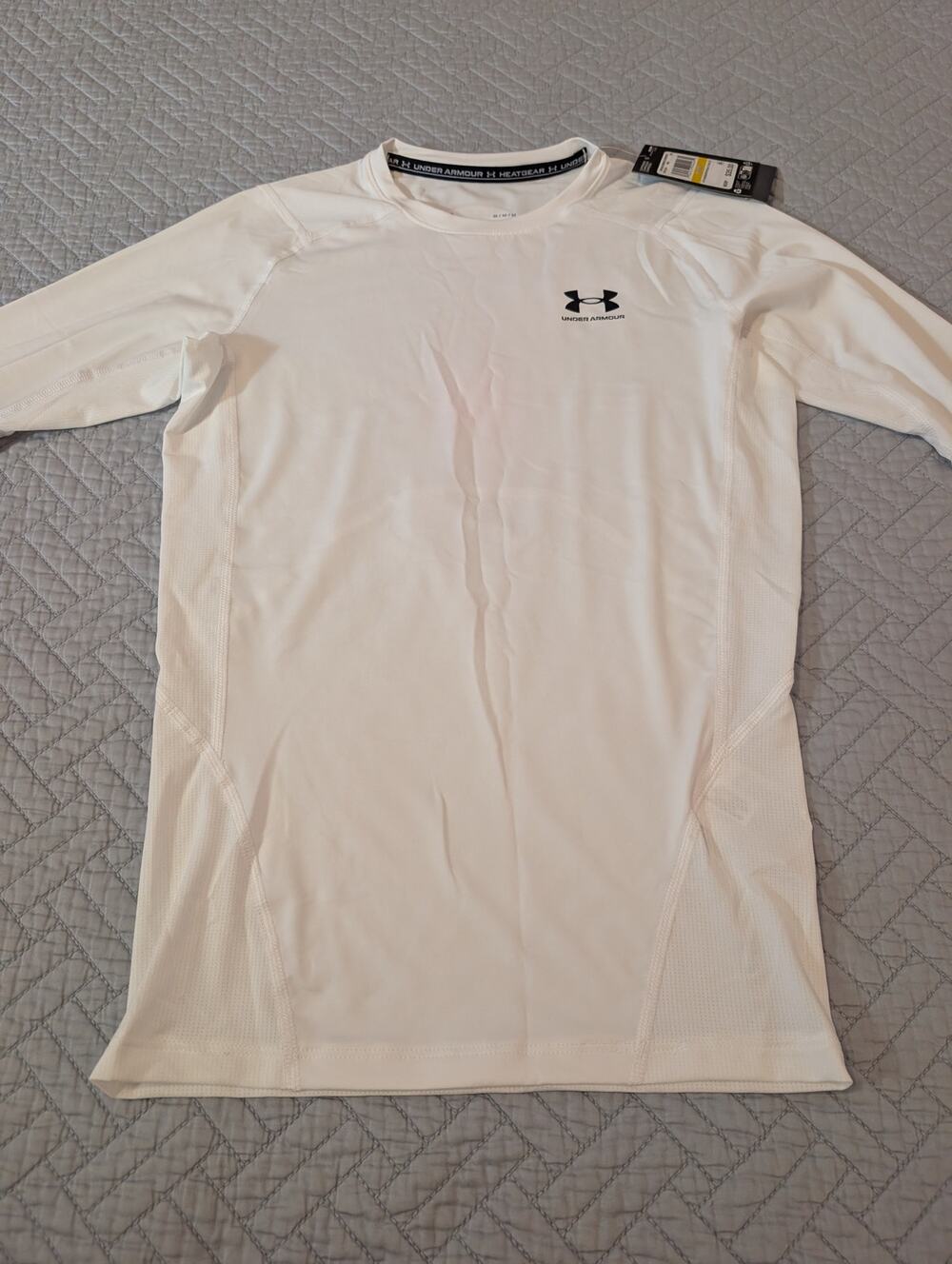 NWT Under Armour Heatgear Men's White Compression Long Sleeve Shirt (0926)